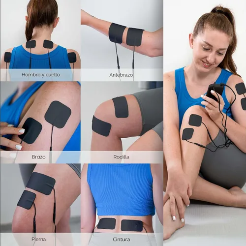 Vista 6 de 4 en 1 - D.I.Y y Unidad TENS y EMS y Estimulador Muscular de Masaje, Máquina de Terapia de Unidades TENS de Doble Canal para Alivio del Dolor