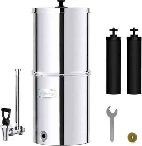 Vista 6 de Sistema de filtro de agua alcalina Waterdrop alimentado por gravedad, aumenta el pH, reduce el fluoruro y hasta un 99% del cloro, con 4 filtros