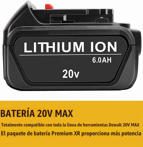 Vista 3 de JYJZPB Paquete de 2 baterías de repuesto de 6.5Ah compatibles con DeWalt 20V MAX DCB200 DCB204 DCB206 DCB206-2 DCB201 DCB203 DCB181 DCB180