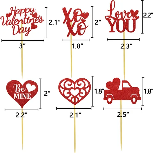 Vista 6 de Decoración para cupcakes con diseño de corazón para el día de San Valentín, selecciones de comida, boda, aniversario, compromiso, despedida