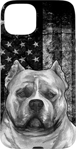 Vista 9 de Patriotic American Bully Dog on Grunge American Flag Dog Case for iPhone 17