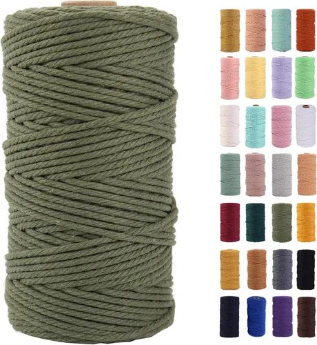 Vista 13 de Cuerda de macramé azul aire de 0.079 in x 220 yardas, cuerda de algodón colorido de algodón suave para colgar en la pared, colgadores de plantas