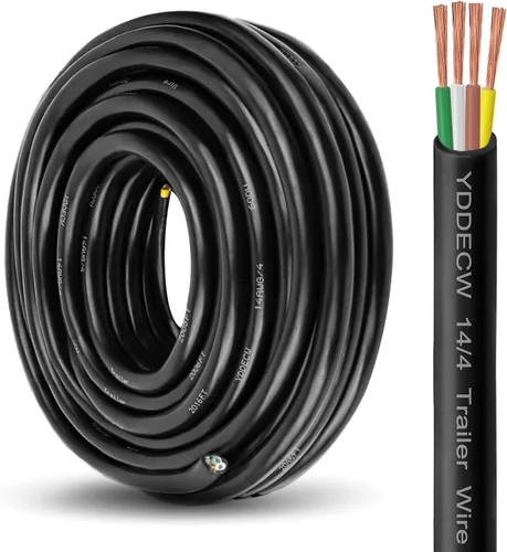 Vista 35 de Cable de Remolque de 4 Vías - Calibre 14, 4 Conductores, 10 Pies, Extensión de Cable Resistente de Cobre Puro, Cordón de Cableado para Remolque RV