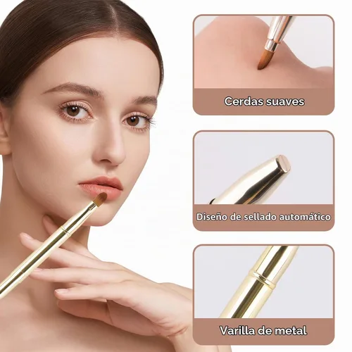 Vista 3 de Yoizyfree - Paquete de 3 cepillos retráctiles para lápiz labial, cepillos retráctiles de labios de doble extremo, juego de brochas de maquillaje