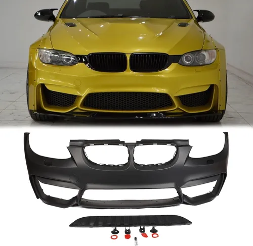Vista 3 de PENSUN Kit de cubierta de parachoques delantero estilo M4, rejilla de malla para BMW Serie 3 E92 2006 2007 2008 2009 sin PDC (con red (matrimonial)