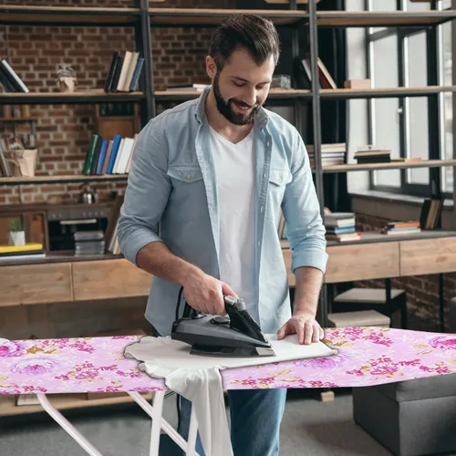 Vista 7 de Tabla de planchar de tamaño completo, tabla de planchar plegable con soporte para plancha, altura ajustable, ropa extra ancha, tablas de planchar