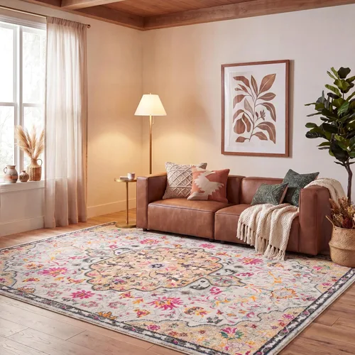 Vista 63 de SAFAVIEH Colección Madison MAD447B - Tapete bohemio con medallón antiguo y elegante, no desprende pelusa, para la sala, dormitorio, comedor