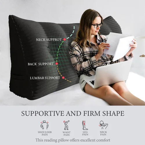 Vista 2 de Almohada de cuña acolchada de 8 libras para cabecero, posicionador corporal en forma de triángulo, almohada de lectura para la cama, almohada