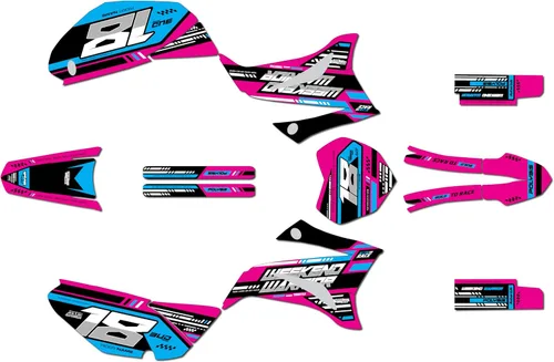 Vista 5 de Kit de gráficos Kalair GFX para Yamaha TTR 125 (2008-2023) Serie Warrior Azul 16 Mil - Juego de calcomanías adhesivas de carreras personalizadas