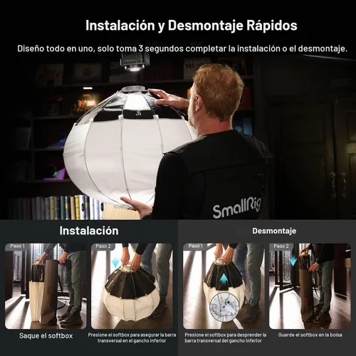 Vista 3 de SMALLRIG Softbox de Farol Modificador de Luz Suave, Difusor Softbox de 26 pulgadas/65 cm Compatible con Luz de Video SMALLRIG 120B/120D/220B/220D