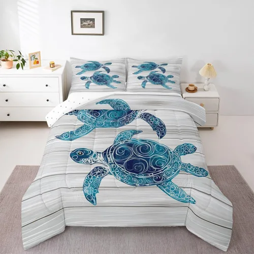 Vista 8 de Erosebridal Edredón náutico costero, juego de ropa de cama y colecciones de playa de verano, estilo clásico, edredón de plumón oceánico
