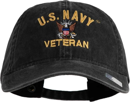 Vista 7 de e4Hats Gorra lavada bordada militar de veterano de la Marina de los EE. UU Azul marino