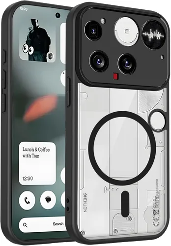 Vista 708 de Funda magnética transparente compatible con Xiaomi 17T, color negro 2 en 1 PC + TPU cubierta de teléfono a prueba de golpes, carcasa protectora