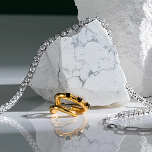 Vista 4 de C.Paravano Pendientes de oreja para mujer Aretes de oro Pendientes de plata de ley para mujer Puños de aretes para mujer sin perforar