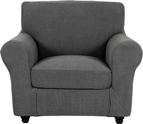 Vista 22 de Eco-Ancheng Fundas para silla, funda de sofá con funda de cojín de asiento separada con parte inferior elástica, 1 funda de asiento con brazos