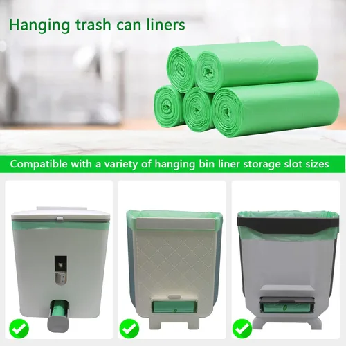 Vista 2 de Bolsas de basura pequeñas biodegradables, bolsas de basura compostables, forros para latas de basura de alimentos para colgar en la pared, 8L