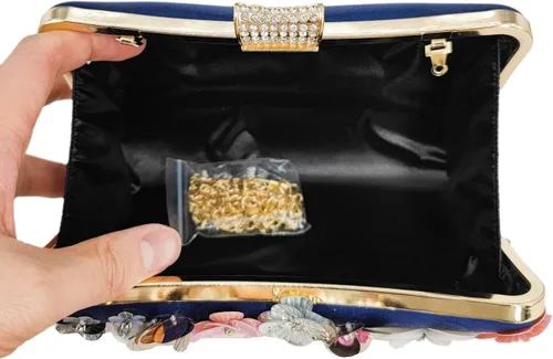 Vista 5 de Boutique De FGG Elegante bolso de mano de flores para mujer, formal, boda, fiesta, bolso de mano de flores para noche