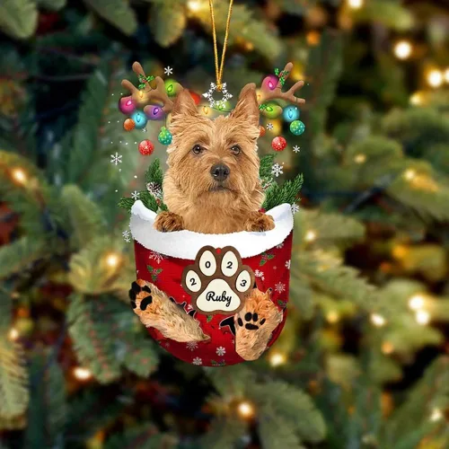 Vista 128 de Adornos personalizados de Pug cervatillo – Decoración personalizada para árbol de Navidad con patas de bolsillo de nieve