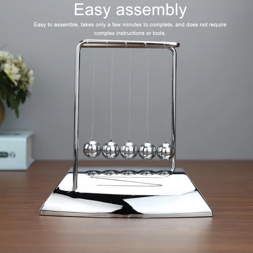 Vista 3 de Newton - Péndulo de cuna con 7 bolas de acero, bolas de balanceo clásicas de equilibrio, bolas de movimiento perpetuo de Newtons en forma de Z