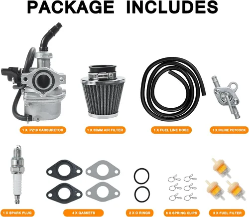 Vista 7 de HOLATO Kit de Carburador PZ19 Carb Filtro de Aire Línea de Combustible para 50cc 70cc 90cc 110cc 125cc Tao Tao GK110 Baja SSR Apollo Coolster Chino