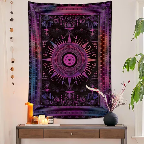 Vista 8 de Tapzen Tapiz de sol hippie chakra celestial mandala para dormitorio, estético, vertical, para colgar en la pared, astrología, espiritual, tapiz