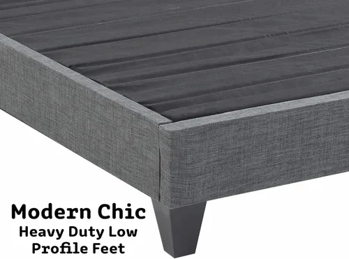Vista 4 de AC Pacific Base de cama de plataforma individual, cama tapizada de 13 pulgadas de alto con listones de madera, no necesita somier, diseño