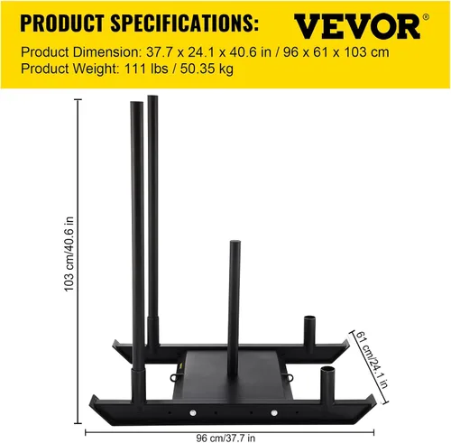 Vista 7 de VEVOR Weight Training Pull Sled, Fitness Strength Speed Training Sled, Steel Power Sled Workout Equipment for Athletic Exercise and Speed Improvement