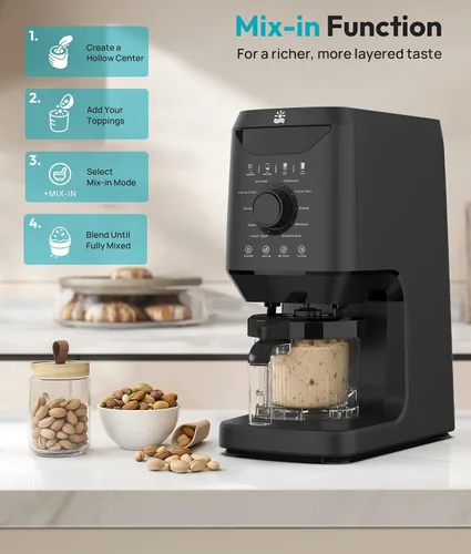 Vista 4 de Rellytech Máquina casera para hacer helados, 12 en 1 con recipientes y tapas de 2 pintas, máquina para hacer gelato, sorbete y yogur congelado