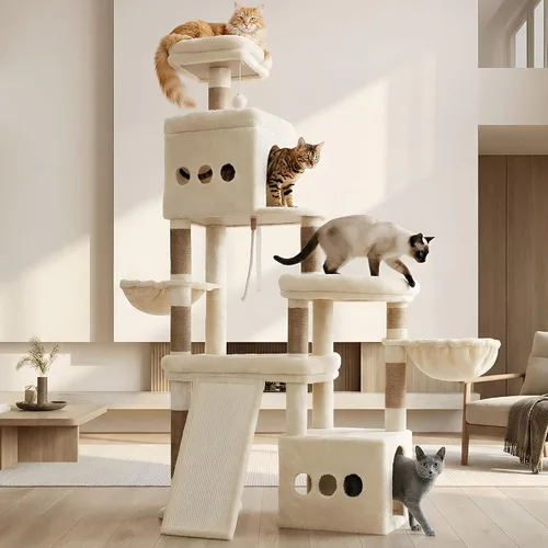 Vista 9 de Heybly Cat Tree - Torre antipunta para gatos de 72.4 pulgadas con perchas
