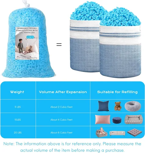 Vista 6 de Relleno de puf, relleno de espuma viscoelástica triturada de 5 libras, relleno de silla de puf, recarga de relleno para puf, relleno de saco