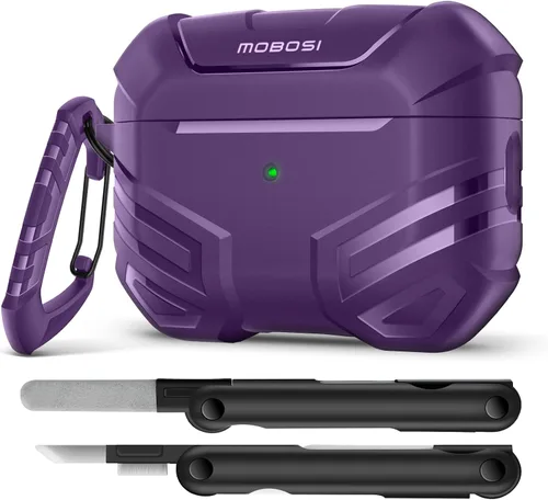 Vista 16 de MOBOSI Funda para AirPods Pro 2 con cerradura, compatible con funda Airpod Pro de 2ª/1ª generación, funda protectora de grado militar con kit