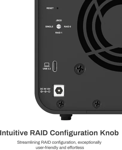 Vista 3 de TERRAMASTER Caja RAID USB D2-320 - USB 3.2 Gen 2 10Gbps Tipo C 2Bay Almacenamiento de conexión directa compatible con RAID 0, 1, único, JBOD