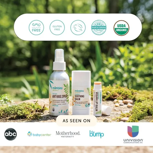 Vista 7 de Mambino Organics Juego para exteriores, spray antiinsectos sin DEET, bálsamo relajante, bálsamo labial vegano, ingredientes orgánicos, sin pruebas