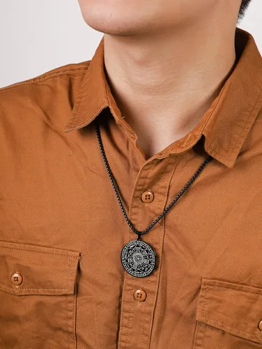 Vista 6 de HAQUIL Stainless Steel Seal of The Seven Archangels Medallion Pendant Necklace, Box Chain, Jewelry Gift for Men and Women