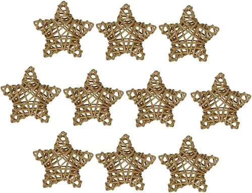 Vista 2 de 10 Uds. Decoración de mimbre de estrella de mimbre bola rústica adorno cuenco relleno DIY decoración - 3.1 in