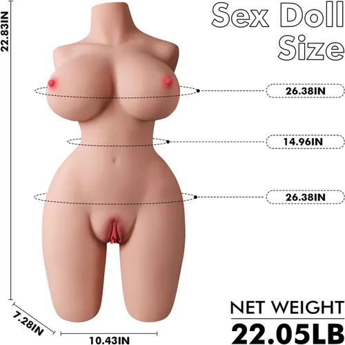 Vista 6 de Muñeca sexual de tamaño real para hombres, masturbador masculino con pechos grandes, culo de coño realista, muñeca sexual de torso