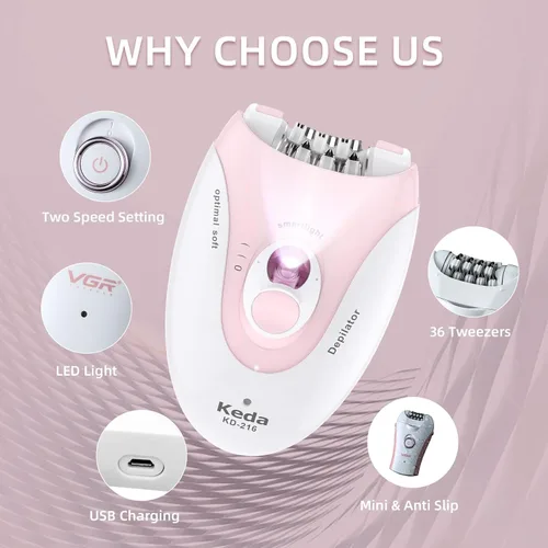 Vista 3 de Depiladoras para la cara de las mujeres con 2 velocidades Glabrouse Skin Depilator Face Trimmer Device Pluxy Hair Removal para depiladora facial