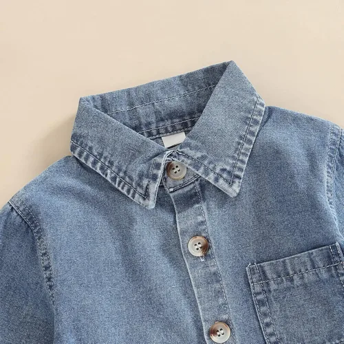 Vista 5 de Camisa de mezclilla de manga larga con botones para bebés y niños pequeños