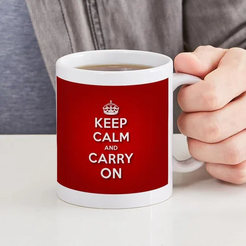 Vista 4 de CafePress Taza de café de cerámica con texto en inglés «Keep Calm And Carry On» (11 oz)