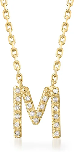 Vista 4 de Ross-Simons Collar con inicial acentuada de diamante en oro de 18 quilates sobre plata de ley