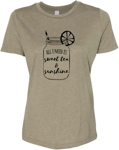 Vista 21 de Cute Women's Screen Printed Crew Neck Tee, Shirts With Sayings, Dusty Blue or Olive