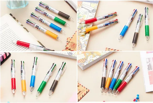 Vista 4 de Bolígrafo multicolor de 0.028 in, tinta de 4 colores (negro, azul, rojo, verde) en un bolígrafo retráctil para suministros escolares de oficina