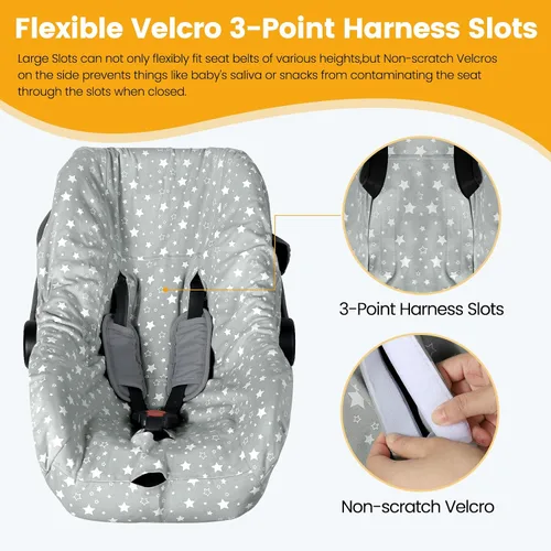Vista 2 de Orzbow Funda Protectora para Asiento de Coche Infantil, Protector de Asiento para Bebé 100% Algodón, Forro de Asiento de Coche de Ajuste Universal