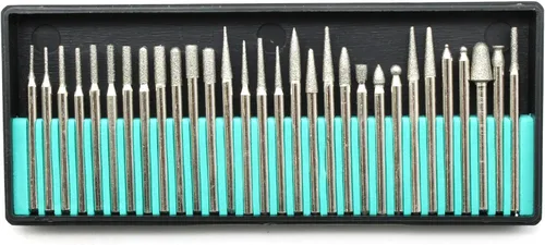 Vista 5 de TEMO Juego de 30 brocas de vidrio con revestimiento de diamante grueso de 0.039 in (1/32 pulgadas), grano 80 con vástago de 1/8 pulgadas