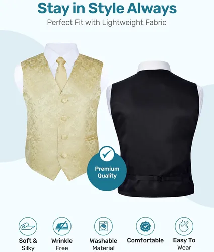 Vista 3 de S.H. Churchill & Co. Conjunto formal de chaleco y corbata de cachemira de 4 piezas para niños