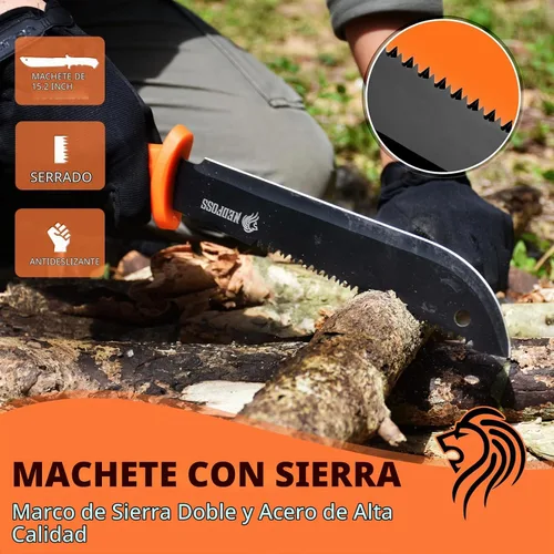 Vista 3 de NedFoss Machete de 15 pulgadas, hacha de 10 pulgadas con funda, cuchillo de caza de hoja fija con funda, hacha de camping con mango de reducción