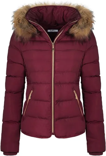 Vista 3 de BodiLove Chaqueta acolchada con capucha de piel para mujer con forro polar con cremallera