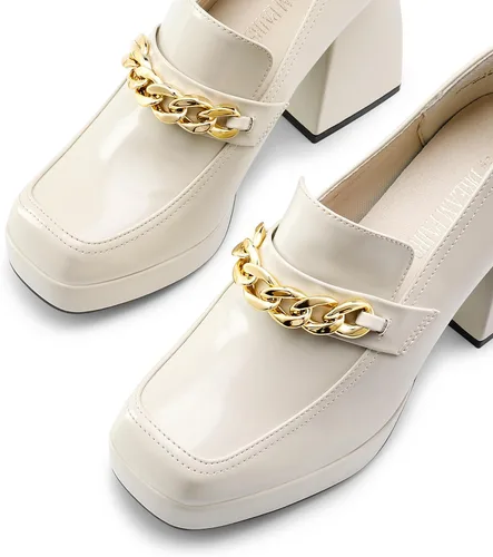 Vista 4 de DREAM PAIRS Mocasines de plataforma para mujer con tacón grueso de bloque, cómodos zapatos sin cordones