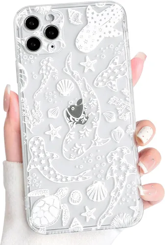 Vista 127 de NITITOP Funda para iPhone 13 Clear Sea Animal - Pez negro Pescado Negro
