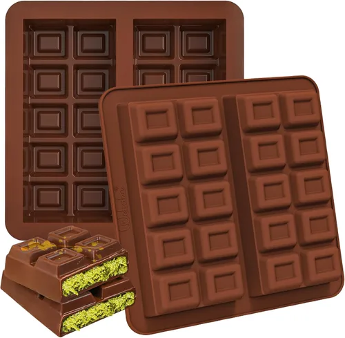Vista 9 de Webake - Moldes de barra de chocolate profundo, 2 unidades, moldes de silicona platino de 1 pulgada para barra de chocolate Dubai para barra